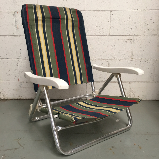 CHAIR, Beach - LOW Navy, Olive, Red Stripe